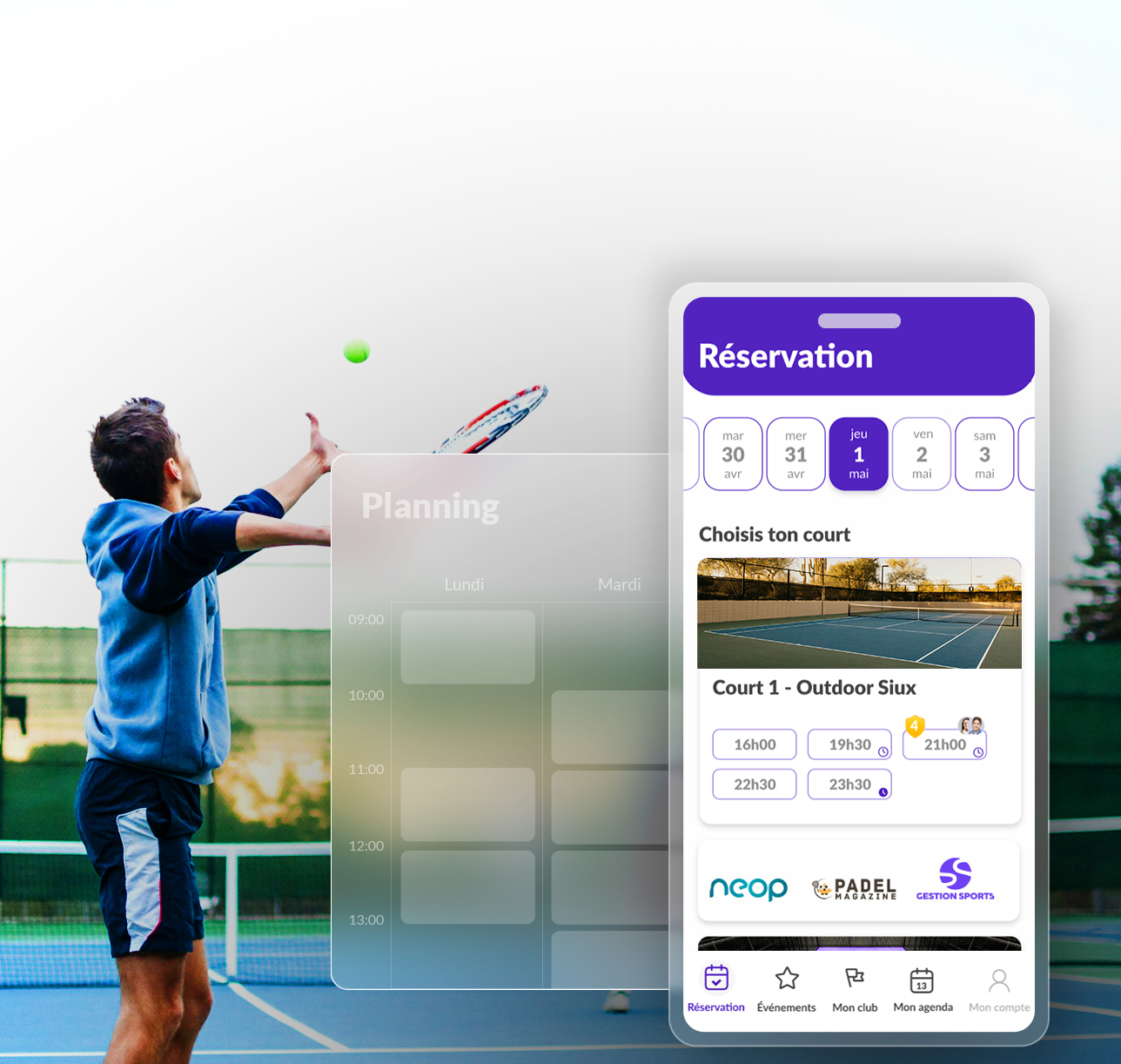 solution logiciel club tennis Club de padel